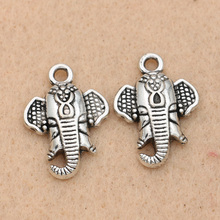 Kjjewel antigo banhado a prata pingente charme elefante para pulseira colar jóias diy fazendo acessórios 22x16mm 2024 - compre barato