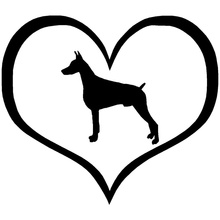 10.9*9.5CM Doberman Dog Heart Car Window Stickers Classic Creative Animal Car Accessories Black/Sliver C6-0204 2024 - buy cheap
