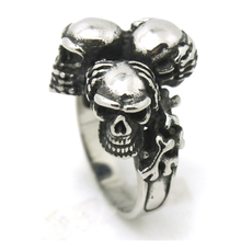 New Arrival Mens Very Cool Biker Style Fashion Hide The Eyes,The Ears,The Month Skull Ring Top Quality 316L Stainless Steel 2024 - buy cheap
