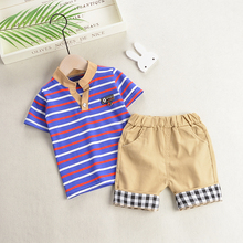 Children clothes summer new boys clothing sets fashion striped cotton tees+shorts 2pcs outfits kids tracksuit suits for 1-4Y boy 2024 - buy cheap