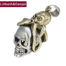 2019 Couple Fashion Pendant 100% 925 Sterling silver Jewelry Men Women Fashion Octopus Skull Necklace Pendant Jewelry making P16 2024 - buy cheap