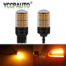 Yccpauto-lâmpada canbus para carro, 2 peças, luz de seta em led p21w w21w py21w, luz amarela 1156 ba15s t20, 3014, 144, smd 12v 2024 - compre barato