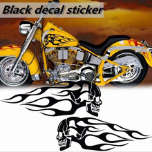 Pair Universal Stickers Moto Motorcycle Decal Gas Oil Tank Flames Skull Badge Sticker Motorcycle 2024 - buy cheap