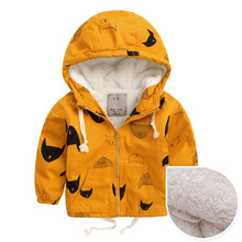 Toddler Boys Girls Windbreaker Winter Clothing Children Zipper Outerwear Cartoon Fleece Coat Kids Thicken Warm Hooded Jacket 2024 - buy cheap