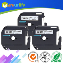 Cinta de etiquetas laminada para impresora Brother p-touch MK231 M-K231 M231, Cassette, trabajo para 12mm (1/2 ") x 8m, negro sobre blanco, 3 unidades 2024 - compra barato