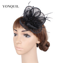 Women Attractive Sinamay Fascinator Headpiece Occasion Hair Accessories Ladies Church Hat With Fancy Feather Hair Accessories 2024 - buy cheap