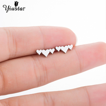 Yiustar Cute Love Jewelry Heart Stud Earrings Women Romantic Stainless Steel Heart Charm Earring Girlfriend Minimalist Jewelry 2024 - buy cheap