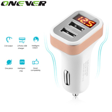 Car Electronics 5V 2.1A Dual USB Port Car Charger With Voltage LED Display 12-24 For IPhone Samsung Xiaomi Lg V Car Adapter 2024 - buy cheap