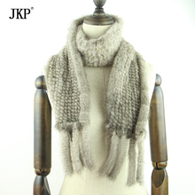 New winter men and women mink fur Scarf  with tassels Knitted mink scarf scarves 2024 - buy cheap