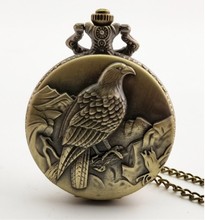 2020 Retro Eagle Hawk Bird Pocket Watch with Necklace Chain Full Hunter Quartz Movement Women Men Gift reloj de bolsillo watches 2024 - buy cheap