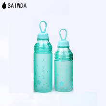 SAIWDA 600ML Cherry blossom Frosted Plastic Water Bottle Student Outdoor Sports Kettle Creative Portable Double Cover Water 2024 - buy cheap