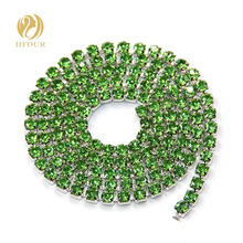 New 5yard/pack High quality Sliver base Light Green glass crystal Rhinestones Cup Chain DIY clothing/Wedding dress Accessories 2024 - buy cheap