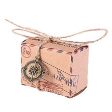 Caja de papel Kraft Vintage para dulces, bolsa de regalo de Chocolate para boda, Baby Shower, recuerdo de graduación, 5 uds. 2024 - compra barato