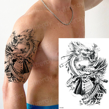 Временные татуировки для мужчин, водостойкие временные рукава-тату, дракон, эскизы, дизайны татуировок, удаление татуировки, большой черный боди-арт 2024 - купить недорого
