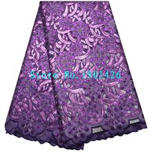 Alta qualidade organza rendas tecidos royal roxo africano tecido de renda 2017 lantejoulas tecido 5 quintal para casamento nigeriano dressxyx3226 2024 - compre barato