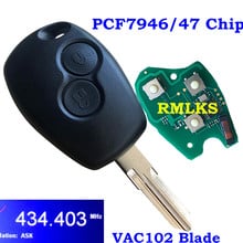 433MHZ ASK 2 Buttons Car Remote Key PCF7946 PCF7947 Chip For Renault Duster Clio DACIA Logan Sandero With VAC102 Blade 2024 - buy cheap
