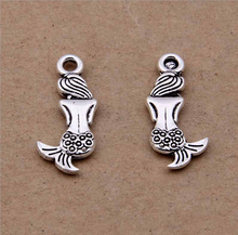 Metal Beads Pendant 100pcs/lot Antique Silver Plated Alloy Charms 8*20mm Beauty Mermaid Shape Pendant For Jewelry DIY Making 2024 - buy cheap