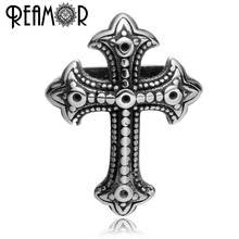 REAMOR 12*6mm Antique Pattern 316l Stainless Steel Cross European Charm Beads For DIY Jewelry Making Men Bracelet Bead 2024 - buy cheap