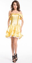 Frete grátis sexy feminino amarelo dourado maid outfit princesa cosplay traje maidservant trajes de natal tamanho M-XL 2024 - compre barato