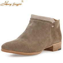 Nancyjayjii caqui rebaño tobillo botas de invierno de 2021 DE LA MUJER trabajo fiesta Retro de Punta Chunky tacones damas de talla grande 16 46 zapato de cremallera 2024 - compra barato