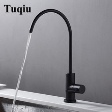 Grifo purificador de agua de estilo europeo, mezclador de cocina, Solo Frío de latón total, giratorio, negro 2024 - compra barato