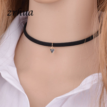 ZRHUA-gargantilla triangular gótica Punk, collar negro de terciopelo Steampunk, collares de tatuaje, Torques, joyería, collar de clavícula, Bisutería 2024 - compra barato