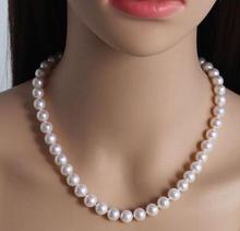 free shipping classic 9-10mm south sea white round pearl necklace 18inch 2024 - buy cheap