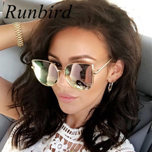 RunBird Fashion Women Sunglasses Cat Mirror Glasses Metal Cat Eye Sunglasses Women Brand Designer High Quality Square Style R058 2024 - buy cheap