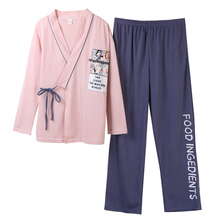 Conjunto de Pijamas de algodón 100% para mujer, ropa de dormir cálida de manga larga con cuello en V, cárdigan informal suave, para primavera y otoño, para invierno 2024 - compra barato