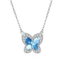 Women 925 Sterling Silver Necklaces Pink Crystal Butterfly Pendant Necklaces Zircon S925 for Lady Charm Party Wears Fine Jewelry 2024 - buy cheap