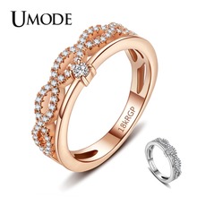 UMODE New Paved CZ Crystal Braided Rings for Women New Clear Round Zircon Rose&White Gold Eight Cross Rings Jewelry AUR0462 2024 - buy cheap