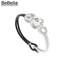 BeBella позолоченный кожаный браслет с кристаллами, сделанный с элементами Swarovski 2024 - купить недорого