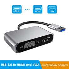 Новый 5 Гбит/с USB 3,0 к VGA HDMI адаптер Mac OS USB к HDMI VGA 1080P видео Графический конвертер для нескольких мониторов Windows 7/8/10 2024 - купить недорого