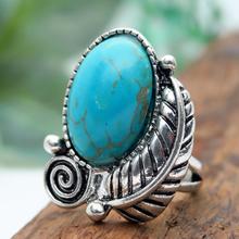 Vintage Antique Natural Stone Ring Blue Turquoises Finger Rings for Women Wedding Anniversary Men Ring Fashion Boho Jewelry 2024 - buy cheap