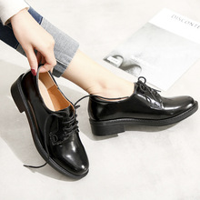 Sapato plataforma de couro feminino, sapato com cadarço redondo confortável para trabalho 2024 - compre barato