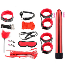 10pcs/set G Spot Bullet Vibrators BDSM Bondage Restraint Handcuffs Nipple Clamps Whip Mouth Gag Adult Games Sex Toys For Couples 2024 - buy cheap