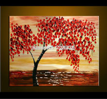 Palette knife Thick Paint Red Tree Painting Modern Abstract Oil Painting on Canvas Living Room Home Decoration Wall Art Picture 2024 - buy cheap
