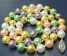 10mm Round Multicolor South Sea Shell Pearl Necklace Pearl Beads DIY  Fashion Jewelry Rope Chain Necklace Natural Stone 18INCH 2024 - buy cheap