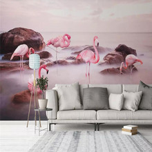 Sunset flamingo pastoral artistic background wall professional production mural wholesale wallpaper custom poster photo wall 2024 - buy cheap