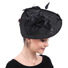 Sombreros elegantes negros para mujer, sombrero tocadiscos kenducky Derby para mujer, tocado para fiesta, iglesia, boda, verano, SYF539 2024 - compra barato