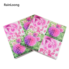 [Rainloong] guardanapo de papel para decoração de festas, estampa de flores, tecido decorativo de 33*33cm, 1 pacote (20 tamanhos) 2024 - compre barato