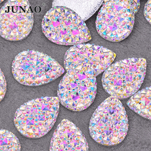 JUNAO 8x13 16x30mm Glitter Large Crystal AB Drop Rhinestone Big Crystal Strass Applique Flatback Resin Gems Non Sewn Stones 2024 - купить недорого