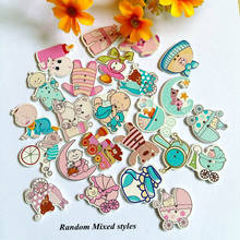 100PCs Random Mixed Decorative Buttons Lovely Doll series 2 Holes Sewing Wooden Buttons Scrapbooking 2024 - buy cheap