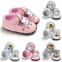 1Pair Cute Newborn Baby Girl Boy Soft Sole Leather Crib Shoes Animal Print Antislip Sneaker Prewalker First Walkers 2024 - buy cheap