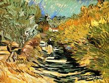 A Road in St. Remy with Female Figures by Vincent Van Gogh Oil painting reproduction home decor Hand painted High quality 2024 - buy cheap