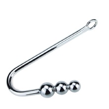 Length 245mm 170g large size stainless steel anal hook with 3 ball metal butt beads Pull ring hole dilator slave BDSM sex toy 2024 - buy cheap