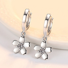 New Fashion Pink White Cubic Zirconia Cherry Earrings for Women Female Korean Style Lovely Flower Earrings Jewelry Accessories 2024 - buy cheap