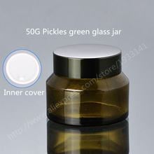 Hot sale 500pcs/lot 50G Pickles Green Cream glass jar, oblique shoulder cream bottles, packaging travel cosmetics bottles 2024 - buy cheap