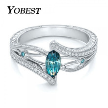 Yobest 2019 New Arrival Oval Cut Design Blue and Green CZ Stone Ring Fashion Women Jewelry Gift 2024 - buy cheap