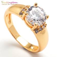 Yunkingdom fashion wedding rings for women white crystal zircon jewelry yellow gold color ring wholesale 2024 - buy cheap